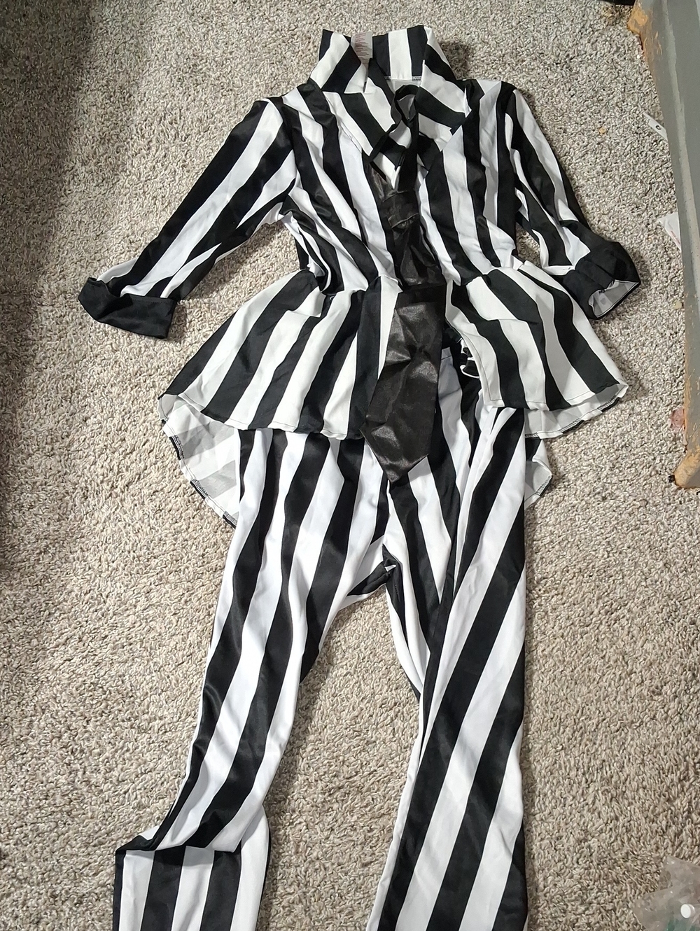 Morphe Black & White Vertical Stripe Peplum Jumpsuit